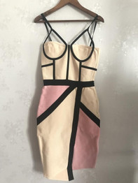 Sexy Patchwork Bandage Dress Women 2020 Spaghetti Strap Strapless Knee Length Dresses Party Club Bodycons Split Ladies Vestidos