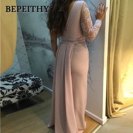 BEPEITHY One Shoulder Wedding Party Dress Long Sleeve 2020 Vestido De Festa Long Evening Prom Dress