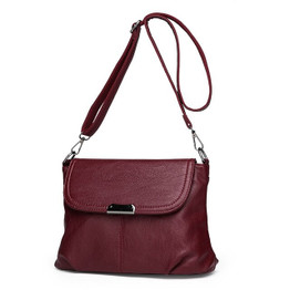 ACELURE Small Women Messenger Bag Solid PU Leather Lady Shoulder Crossbody Bag Small Female Ladies Burgundy Flap Purse Bolsa