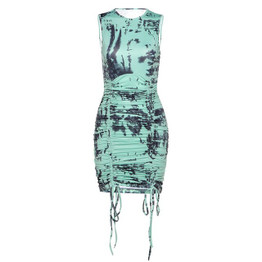 MIOFAR Summer Elegant Sexy Party Mini Nightclub Dresses for Women Sleeveless Fashion Tie-Dye Strap Slim Casual Women's Dress