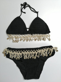 Solid crochet Shell tassels bikini Brazilian