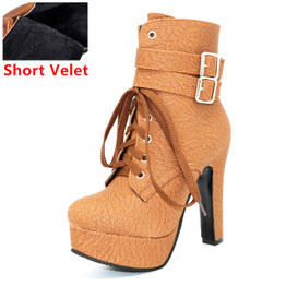 Fashion Women Boots High Heels Ankle Boots Platform Shoes Brand Women Shoes Autumn Winter Botas Mujer Size 30-48