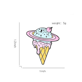 Ice Cream Planet Enamel Pin Clip Kawaii Cartoon Brooch #JU3015