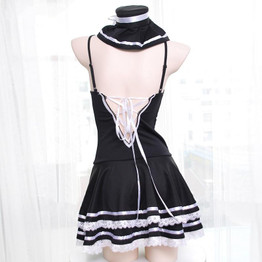 Gothic Sexy Maid Cosplay Costume Lingerie #JU2976