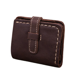 Handmade Crazy Horse Leather Men Wallet Short Vintage 100% Genuine Leather Real Cowhide Male Purse Card Holder With Coin Pocket