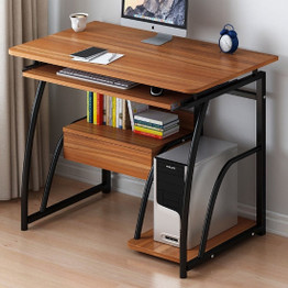 K-STAR Modern Computer Desk Workstation Study Writing Table Home Office Furniture with Keyboard Bracket PC Metal 71cm