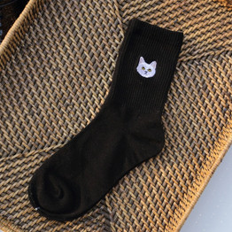 Cat Embroidered Socks