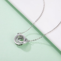 Circle in Circle Black CZ Pendant Necklaces