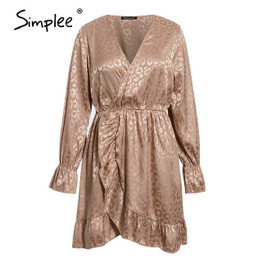Simplee Sexy v-neck leopard print women dress
