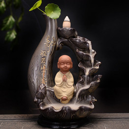 Decorative Little Monk Waterfall Backflow Incense Burner