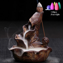 Lotus Pond Waterfall Backflow Incense Burner With Stick holder