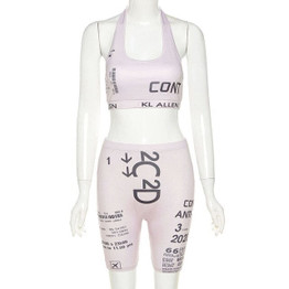 Two Piece Set Crop Top Biker Shorts Sexy Tracksuit Women Clothes Summer Outfits