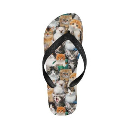 Cute Cat Clowder Flip Flops Cat Lover Shoes