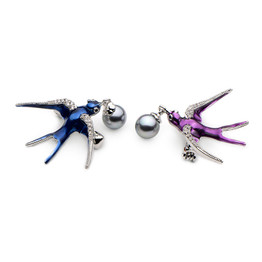 Pearl Swallow Brooch