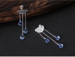 Handmade Sterling Silver Raining Cloud Stud Earrings