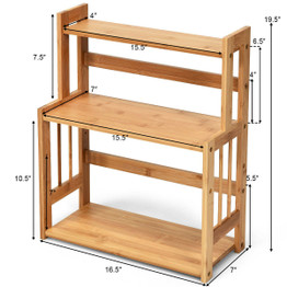 3-Tier Bamboo Spice Rack with Adjustable Shelf