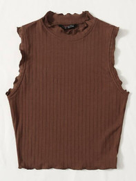 Lettuce Trim Rib-knit Tank Top