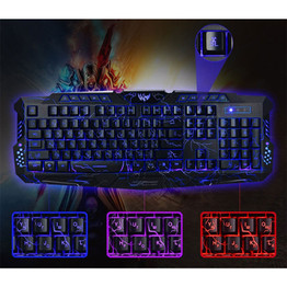 Hot Russian English Version Red/Purple/Blue Backlight LED Pro Gaming Keyboard USB