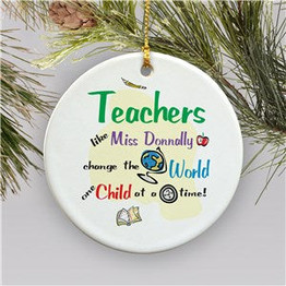 Personalized Teacher Holiday Ornament | Ceramic