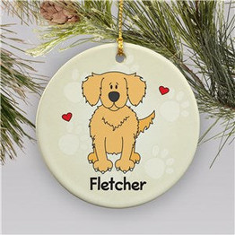Personalized Ceramic Loved By My Golden Retriever Holiday Ornament