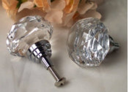 LARGE Clear Solid Crystal DrawerDoor Pull