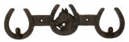 Cast Iron Horse Horseshoe 2 Hook Rack