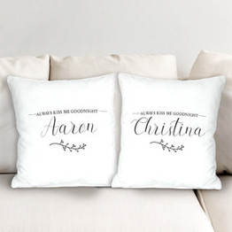 Personalized Always Kiss Me Goodnight Throw Pillow Set