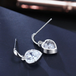 Cubic Zirconia Heart Drop Dangle Earrings For Women