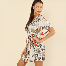 V Neck Short Batwing Sleeve Summer Loose Bohemian (Boho) Dress