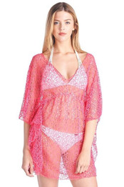 Shore Trendz Women's Crochet Short Sleeve Swimwear Cover-up Beach