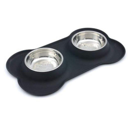 Super Design Steel Dog Bowl With No Spill Non-Skid Silicone Mat