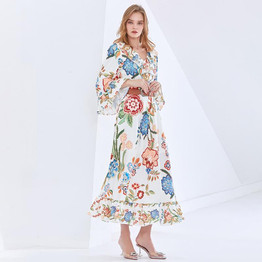 MARINA Vintage Floral Maxi Dress