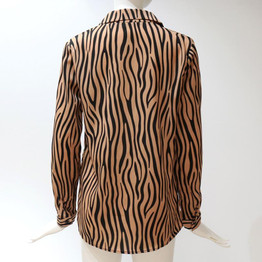 Blouses Long Sleeve Turn Down Collar Chiffon Blouse