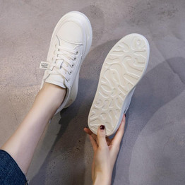 Genuine Leather Casual Shoes Sneakers  Light White Sneakers Platform