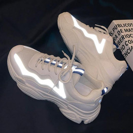 Reflective Fashion Vulcanized Designer Platform Chunky Sneakers