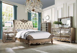 Acme 23787EK Orianne Gold Wood Finish 4 Piece Eastern King Bedroom Set