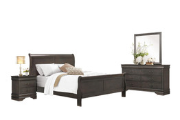 2147TSG-1 4P Louis Phillippe Grey Wood Kid Twin Sleigh Bed Bedroom Set