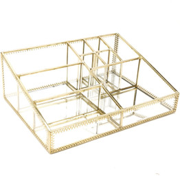 Hersoo Gold Mirrored Vanity Tray,Glass Makeup Display Organizer,Dresser Comestic Storage for Palette/Lipstick/Brushes/Skincare/Perfumes/Bathroom Accessories