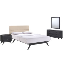 Addison 4 Piece Queen Bedroom Set in Black Beige
