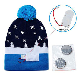 Light up Christmas Xmas beanie pom pom hat