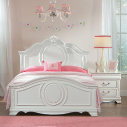 Angelina Clean White Pine and Quality Wood Full Bed, Nightstand