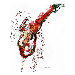 "RED RED WINE" Painting 8"x12" on Dye Infused Metal Ready to Hang