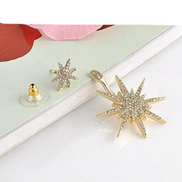 Women's Crystal Rhinestone Star Design White Gold Earring