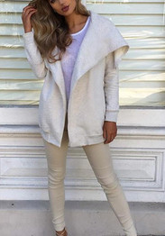 Grey Turndown Collar Long Sleeve Fashion Coat