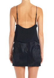 Black Patchwork Hollow-out Lace Condole Belt Vest