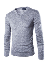 Casual Mens V-Neck Long Sleeve T-Shirt