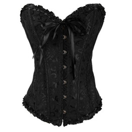 Black Floral Lace Bow Backless V-neck Vest