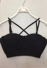 Black Crop Condole Belt Plunging Neckline Slim Vest
