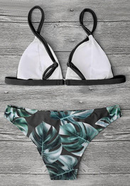 Black Floral Condole Belt 2-in-1 V-neck Fashion Swimwear