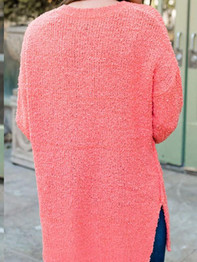 Red V-neck Long Sleeve Fashion T-Shirt